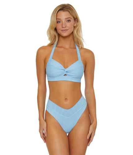 BECCA Women's Standard Prima Twist Halter Bikini Top, Adjustable, Tie Back, Swimwear Separates
