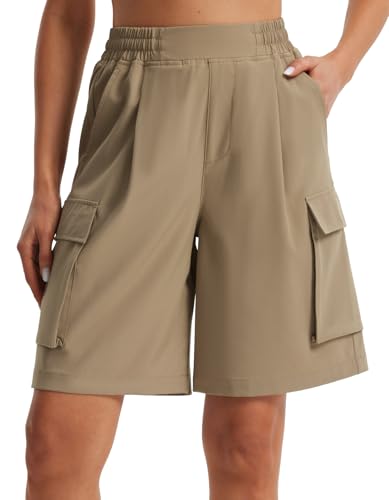 Libin Kurze Hose Damen Cargo Shorts Sommer Baggy Wandershorts Casual Tunnelzug Elastische Strandshorts mit Taschen Outdo...