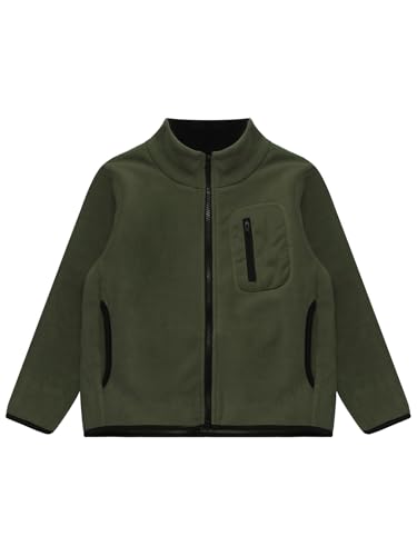 Kids Girls Fleece Jacket Long Sleeve Zipper Stand Collar Coat with Pocket Winter Outerwear3