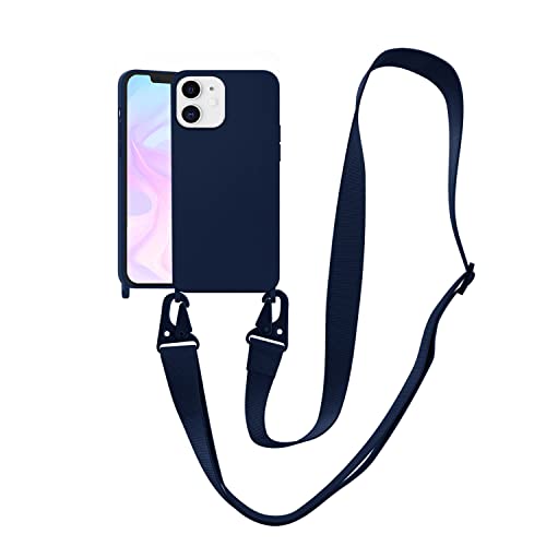 Image of Compatible with iPhone 11 Case with Lanyard Crossbody iPhone Case with Strap Adjustable Shockproof Drop Protection Silicone Phone Cover for iPhone 11 6.1'' Navy Blue