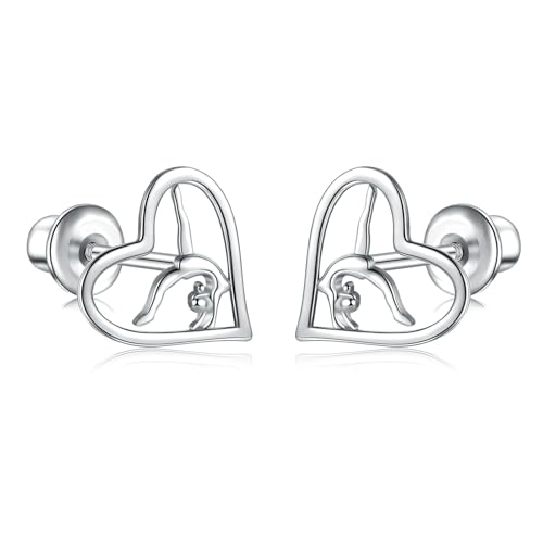 Image of Gymnastics Gifts for Women Gymnast Stud Earrings 925 Sterling Silver Team USA Gymnastics Fashion Jewelry Sport Birthday Christmas Gifts