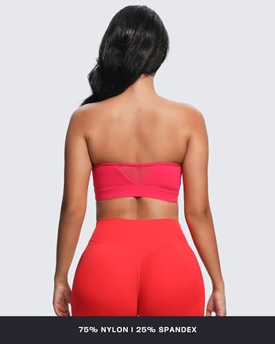 Image of Aoxjox Women's Workout Strapless Bandeau Mesh Bras Training Fitness Running Yoga Crop Tank