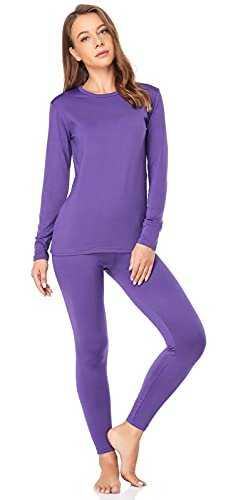 WEERTI Thermal Underwear for Women Long Johns Women with Fleece Lined, Base Layer Women Cold Weather Top Bottomï¼ˆPurple Lï¼‰