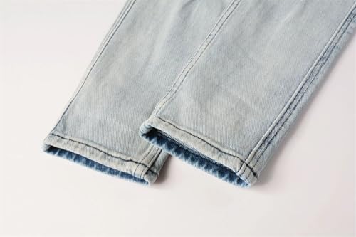 Men Ripped Collection with Vintage Buttons and Embroidered Lettering Jeans4