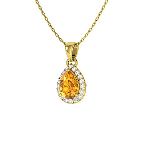 Diamondere Natural And Certified Pear Blue Sapphire And Diamond Halo Drop Petite Necklace In 14K White Gold | 0.33 Carat Pendant With 18 Inch Chain #TOP1