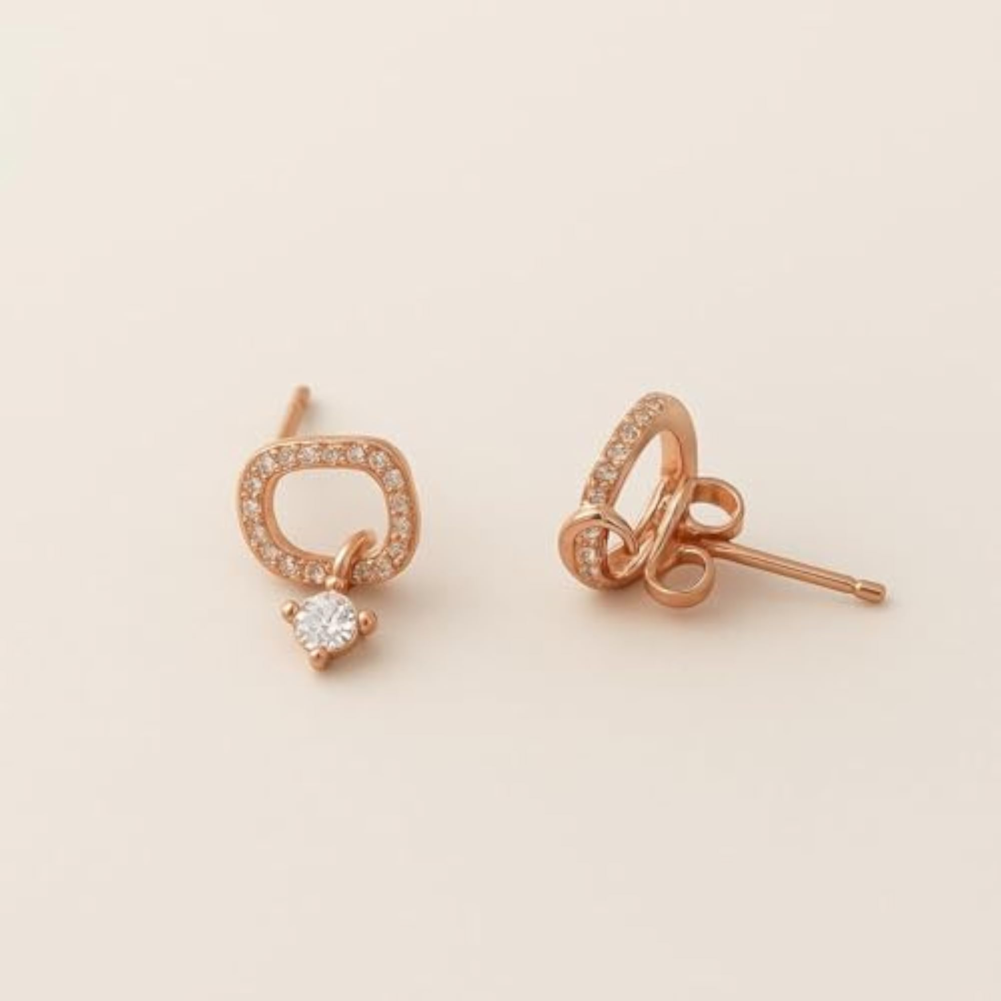 Women's Round Rose Glow Orchid Charm Earrings, Elegant Floral Design