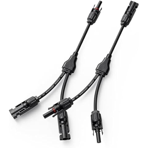 MHPOWOS Solar Connectors Y Branch Parallel PV Adapter Cable Solar Panel Connector Wire Plug Tool Kit for Solar Panel (M/FF+F/MM) Cover