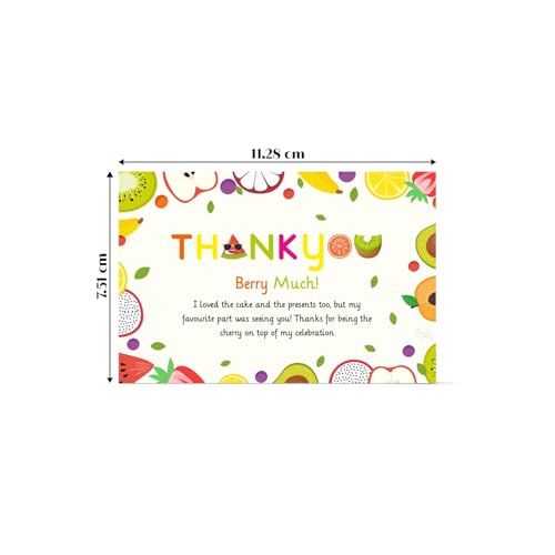 Image of Just Party Fruits Theme Thank You Cards for Return Gifts for Birthday Party (Pack of 10) | Colourful Thank You Tags for Return Gift for Boys & Girls