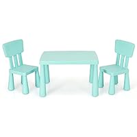 Maxmass Kids Activity Play Table & Chair Set, Children Multifunction Study Table with 2 Chairs, Kids Furniture Set for Drawing, Arts & Crafts and Snack Time