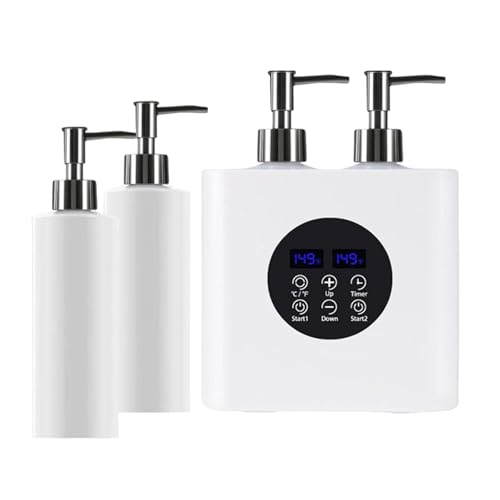 KAIYUEMAOYI マッサージオイルヒーター ダブルボトルウォーマー ポータブル設計 電動ローションヒーター 軽量 クリームウォーマー 恒温維持 オイル加温器 LEDディスプレイ 時間予約 美容アクセサリー 美容院 旅行 家庭用に対応, 白