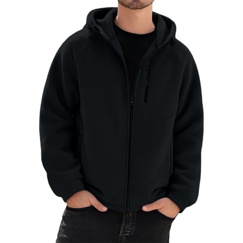 Veste polaire homme zippée à capuche tactique et chaude coupe-vent kaki