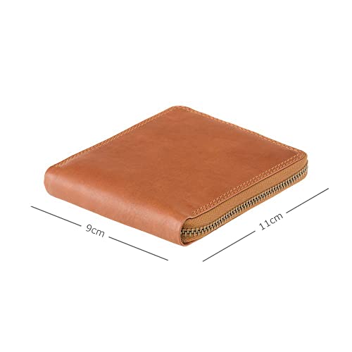 Visconti Hawking Drw31 Zip Around Mens Bifold Leather Wallet, Oak Tan, Medium #TOP2
