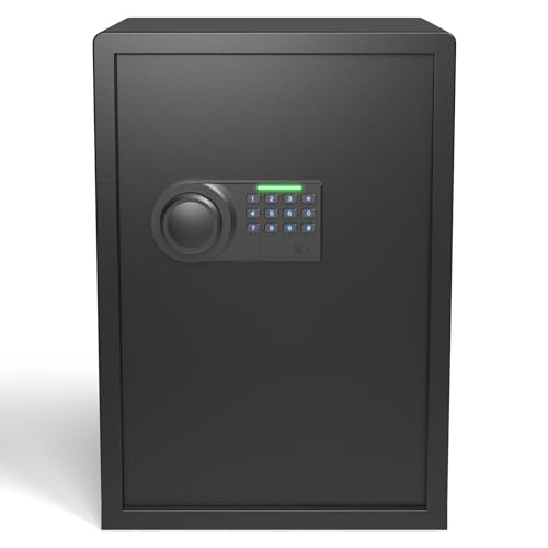 Grimtron Smart Biometric Safe Fingerprint Lock Box with Silent Mode, Backlit Keypad and LED Light, Small Caja Fuerte with Anti-Rust and Anti-Theft(16.54"H x 11"D x 13.78"W)