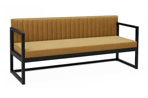 Image of Metal Sofa Cum Bed for Living Room | Modern Industrial Design Metal Frame 3 Seater Sofa Bed for Home, Office & Lounge-Golden