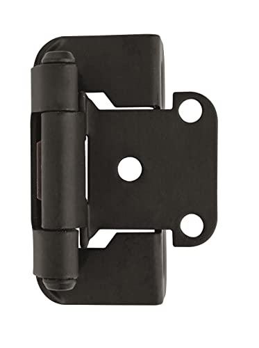 Amerock | Cabinet Hinge | 1/2 Inch (13 Mm) Overlay Hinge | Matte Black | 2 Pack | Self-Closing Hinge | Partial Wrap Hinge | Cabinet Door Hinge #TOP2