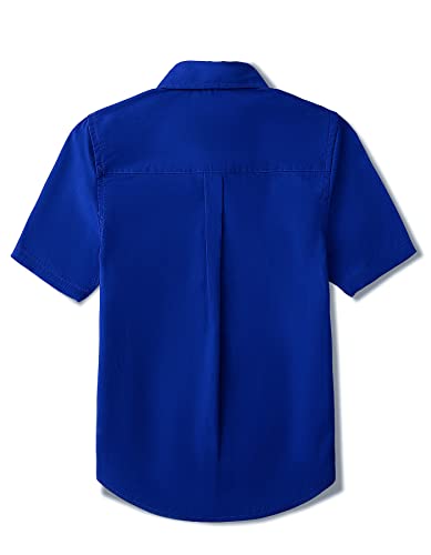 Aimehonpe Boy's Short Sleeve Cotton Dress Shirt And Bow Tie Formal Uniform Solid Button-Down Shirts, Royalblue, Small #TOP1