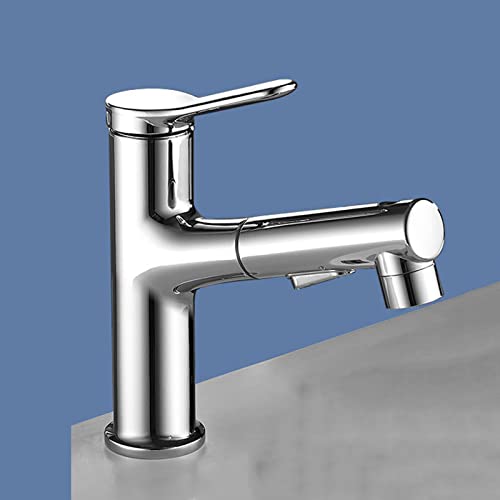 Robinet de salle de bain avec pulvérisateur extractible mitigeur lavabo chaud froid