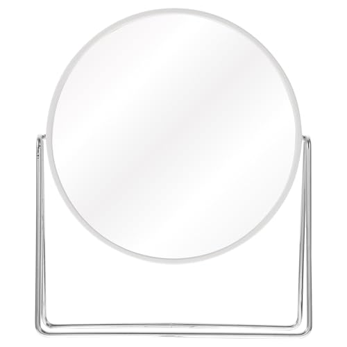 Espejo de maquillaje de mesa doble cara con soporte metálico giratorio