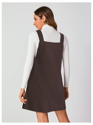 Image of Milumia Women V Neck Corduroy Overall Dress 2026 Spring Mini Pinafore Jumper Dress