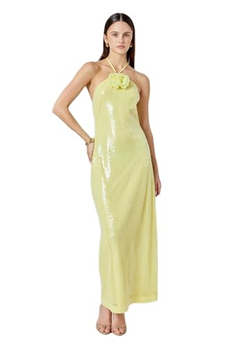 endless rose Women's Rose Haltered Sequins Maxi Dress, Butter, L