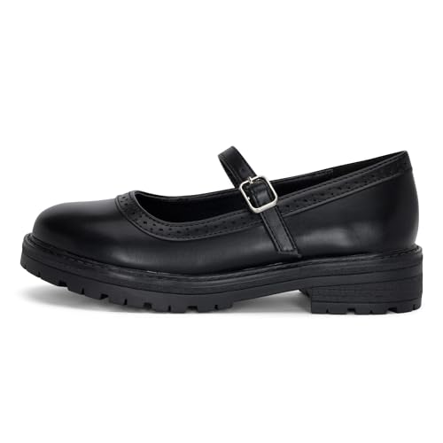 Chariot & Co : Anita-IIS - Girls/Little Kids Mary Jane Adjustable Buckle Closed Toe Lug Sole Heeled Loafers/School or Cosplay Shoes2