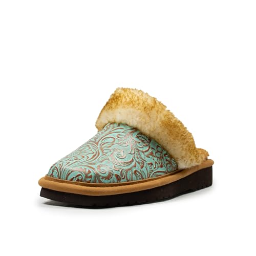 Image of ARIAT Women's Jackie Square Toe Warm Soft Genuine Suede Leather Indoor Outdoor Slippers with Plush Collar