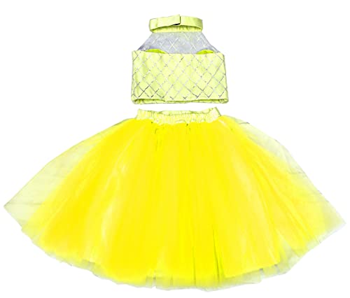 Image of TILISM Net Fit & Flare Skirt Yellow