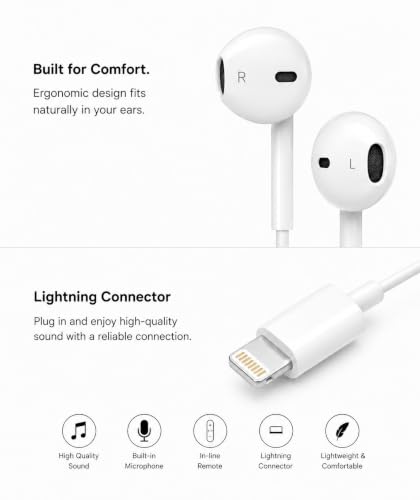 Image of Wired Lightning Connector Earphones with Microphone, White