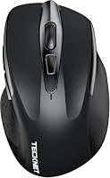 TECKNET Bluetooth Maus, Wiederaufladbare Kabellose Bluetooth Maus (DREI Modi: BT 5.0/3.0 + 2,4 G), 4800 DPI, Ergonomische leise kabellose Maus für Laptops, Mac OS, Android, Windows, Schwarz – Ansicht 1