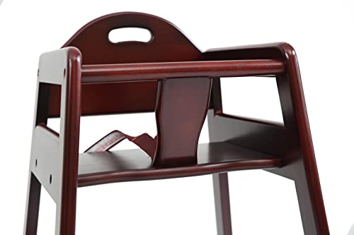 Image of Wooden High Chair for Baby & Toddler - Restaurant-Style Stackable HighChair with Commercial Grade Solid Wood for Dining Table & Kitchen - Compact & Portable Design for Home & Restaurant Use - Cherry