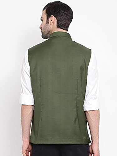 VASTRAMAY Men's Cotton Silk Nehru Jacket – with Mandarin Collar, Perfect For Ethnic Occasions, Weddings & Celebrations