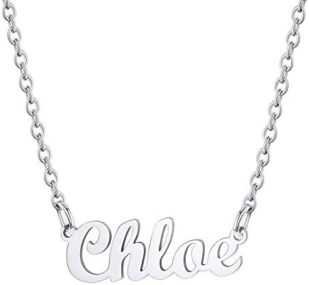 Custom4U Custom Name Necklace,Personalised Nameplate Jewellery Gifts for Women Girl Mum,Silver/Gold/Black,with 16+2''/40+5cm Chain,(with Gift Box)