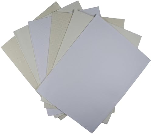 Image of KCS 6 pc of 12 inch x 18 inch(30cmx45cm) 14CT Counted Cotton Aida Cloth Cross Stitch Fabric (White+Antique White+Cream)