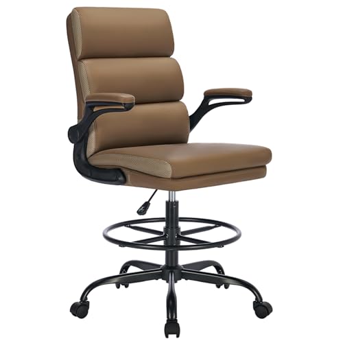 Drafting Chair Tall Office Chair with Padded Flip-up Armrests Executive Ergonomic Computer Standing...