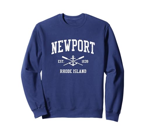Newport RI Vintage Crossed Oars & Boat Anchor Sports Sweatshirt