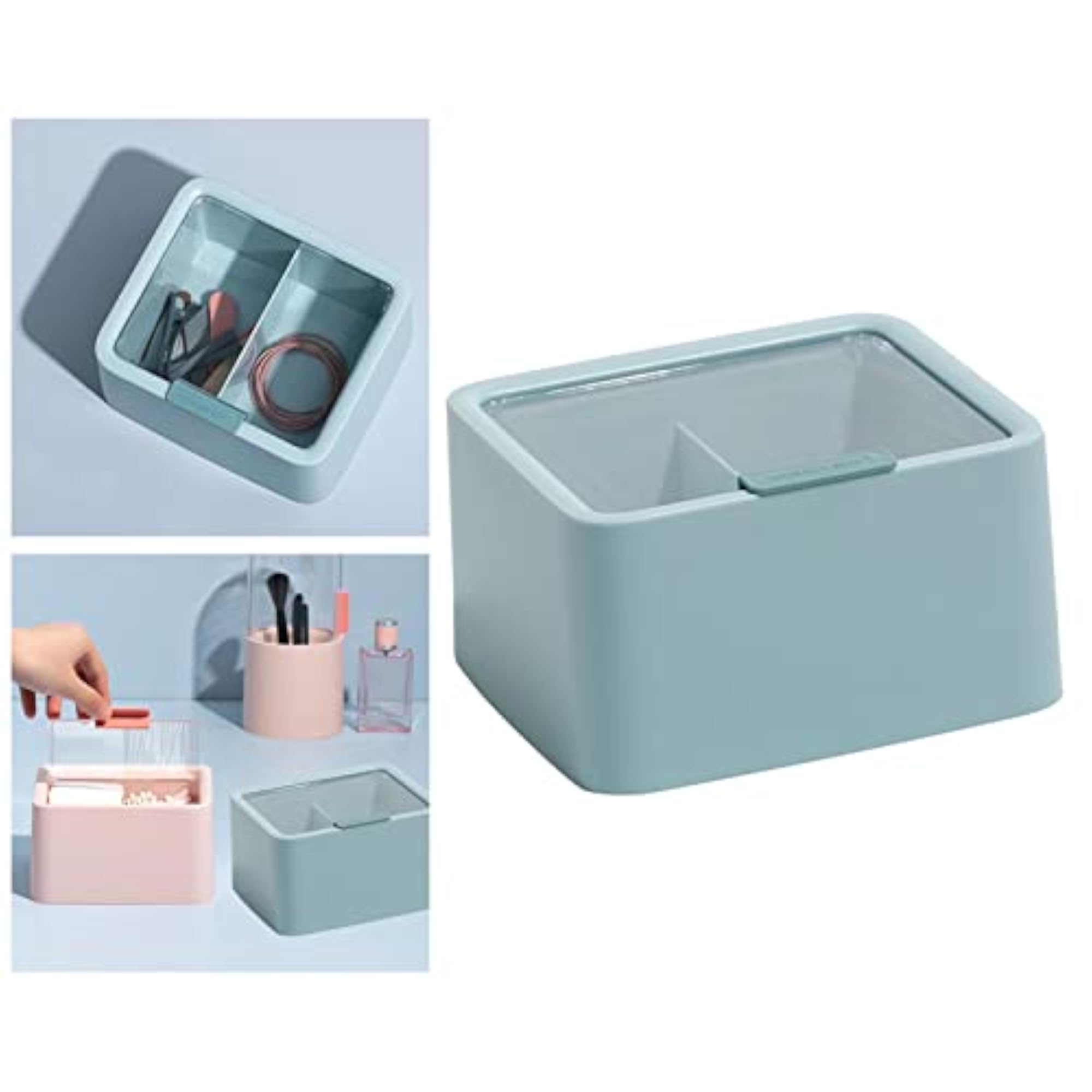 ABS Cotton Pad Storage Box Dustproof for Countertop, Blue