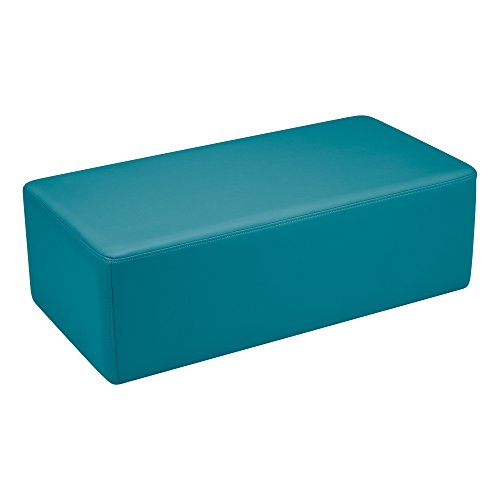 Image of Sprogs 12 inch H Structured Rectangle Stool -Flexible Modular Collaborative Soft Seating for Office, Home, Lounge and School Classrooms with Durable Frame & Set of 2 inch Legs Add-on - Teal