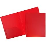 JAM PAPER Heavy Duty Plastic 2 Pocket Extra Tough School Folders - Red - 6/Pack