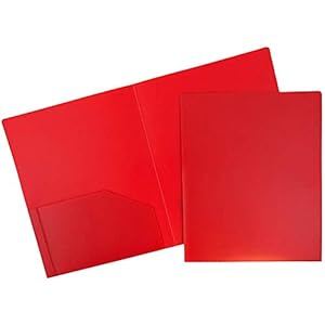 JAM PAPER Heavy Duty Plastic 2 Pocket Extra Tough School Folders – Red – 6/Pack