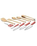 Caraway Kitchen Knife Set & Wooden Utensil Set - Made With Premium German Steel Blades & FSC-Certified Birch Wood - Non-Toxic Materials - Perracotta