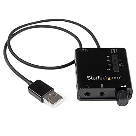 StarTech.com USB Sound Card w/ SPDIF Digital Audio & Stereo Mic – External Sound Card for Laptop or PC – SPDIF Output (ICUSBAUDIO2D),Black