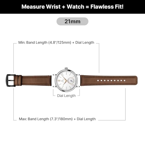 Image of Fullmosa Quick Release Premium Leather Watch Strap | 24 /22 /21 /20 /19 /18mm,Burnished Leather Watch Band Compatible with Samsung Amazfit Fossil Replacement Belt for Men and Women
