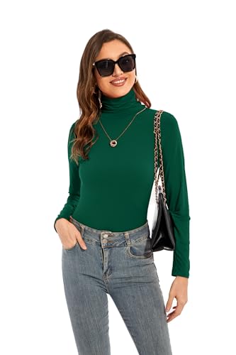 Image of Womens Long Sleeve Turtleneck T-Shirts Casual Lightweight Slim Fit Cozy Base Layer Top