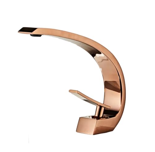 Rose Gold All-Copper Bathroom Faucet - Hot & Cold Under-Counter Washbasin Tap, Single-Hole Large Elbow Design for Elegant Home Decor