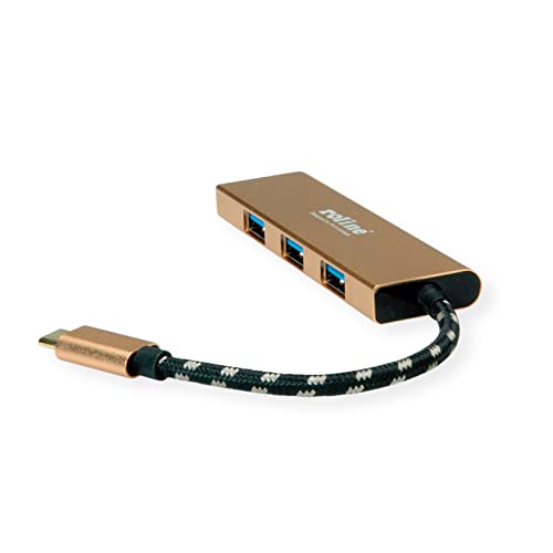 ROLINE Gold USB 3.2 Gen 1 Hub 4 Way Type C Connection Cable, Black, Gold - Image 2