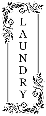 Imagnt Studio Vertical Laundry Decal/Sticker/Mural with Flower/Floral Pattern - Laundry Sign - Vinyl Wall Art Decal - Laundry Door Décor (Permanent Glossy Vinyl, Black, 36x14 inches)
