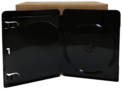 USDISC Blu-ray Cases Standard 14mm, Single 1 Disc, Glossy Black, Pack of 50