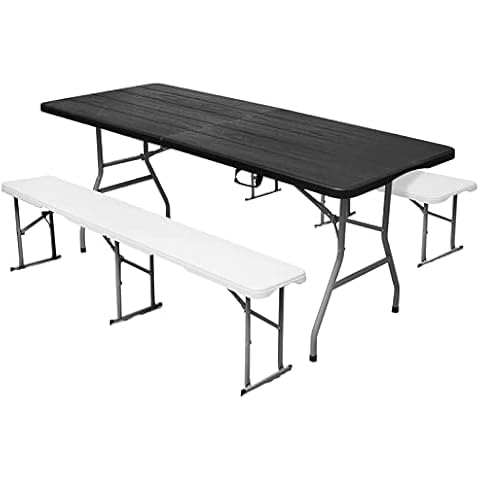Byliable 6FT Black Folding Table 1 Pack and 6FT Folding Bench Seat 2 Pack Cover
