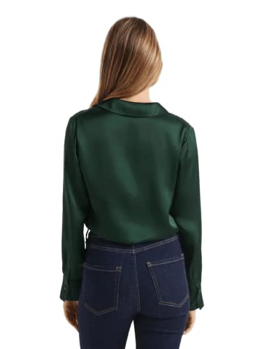 Image of Bowrain Satin Silk Fabric Spread Collar Full Sleeve Top Shirt for Women and Girl