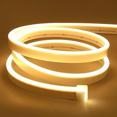 Image of 16.4 Feet LED Neon Strip Lights, with 12V Adapter, Waterproof IP65, Silicone Flexible Rope Light for Home Decor | Led Strip Lights | Neon Lights | DIY | (Warm White)